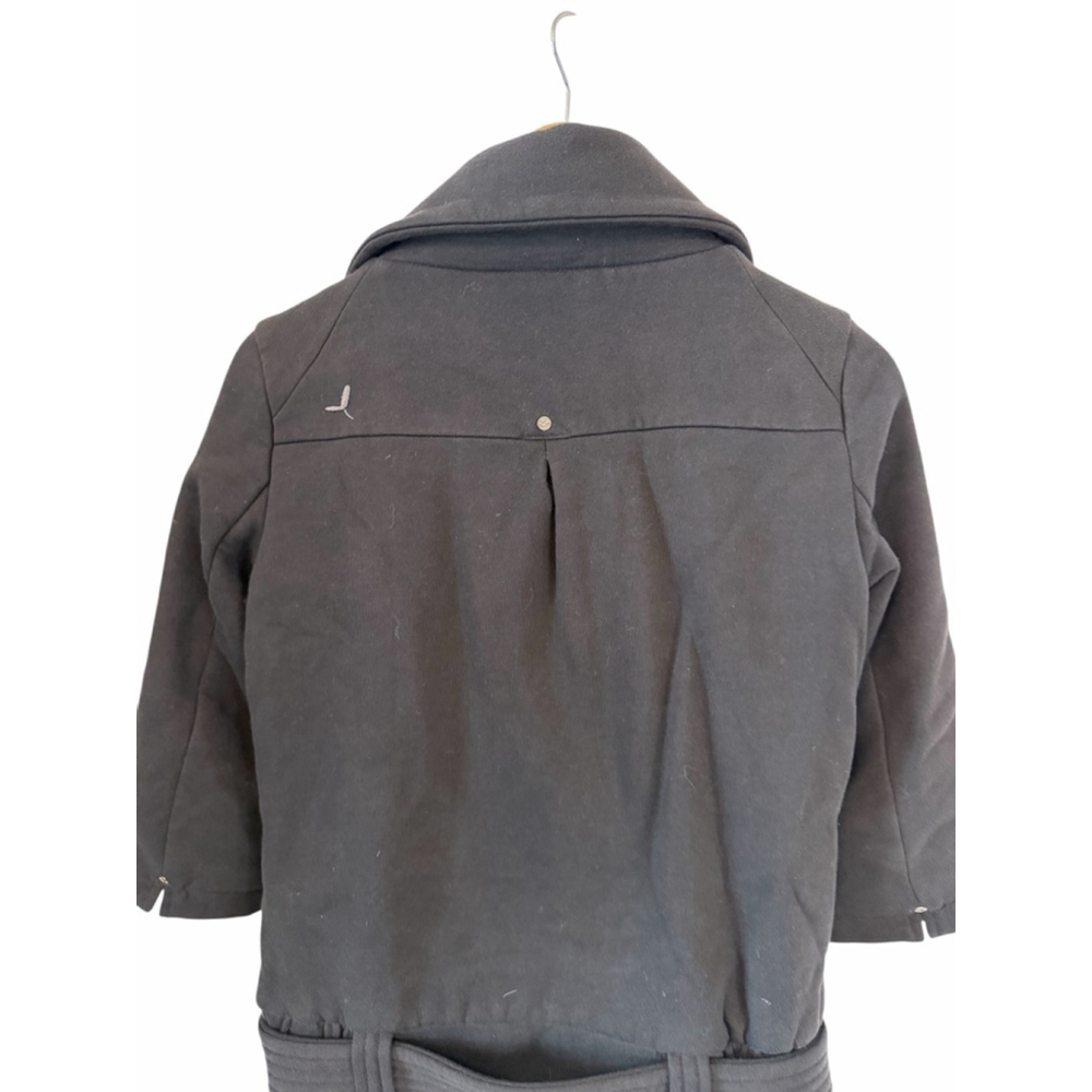 Aritzia Community Black Jacket Womens Small Belted Cropped Coat Organic Cotton S - Picture 5 of 11